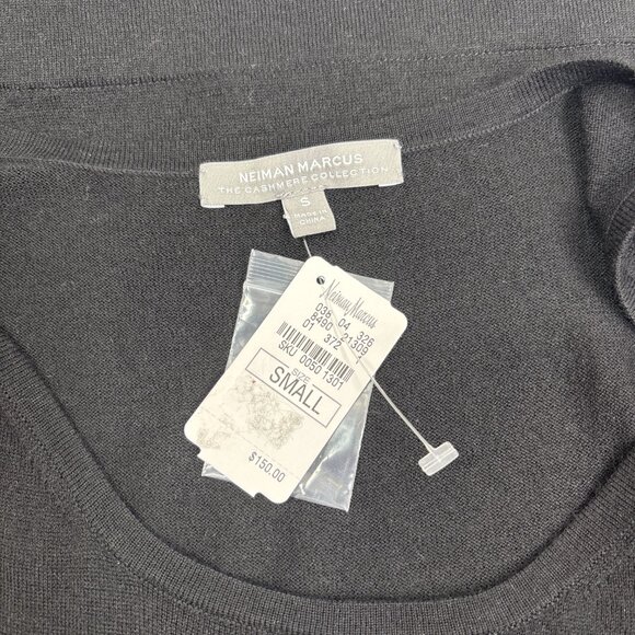 Neiman Marcus Cashmere Collection Black Tank Top Sheer Hem Size S NWT $150 - Picture 5 of 7